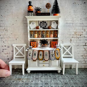 Miniature Halloween candy cupboard, Halloween miniatures, 1:12 scale dollhouse cabinet