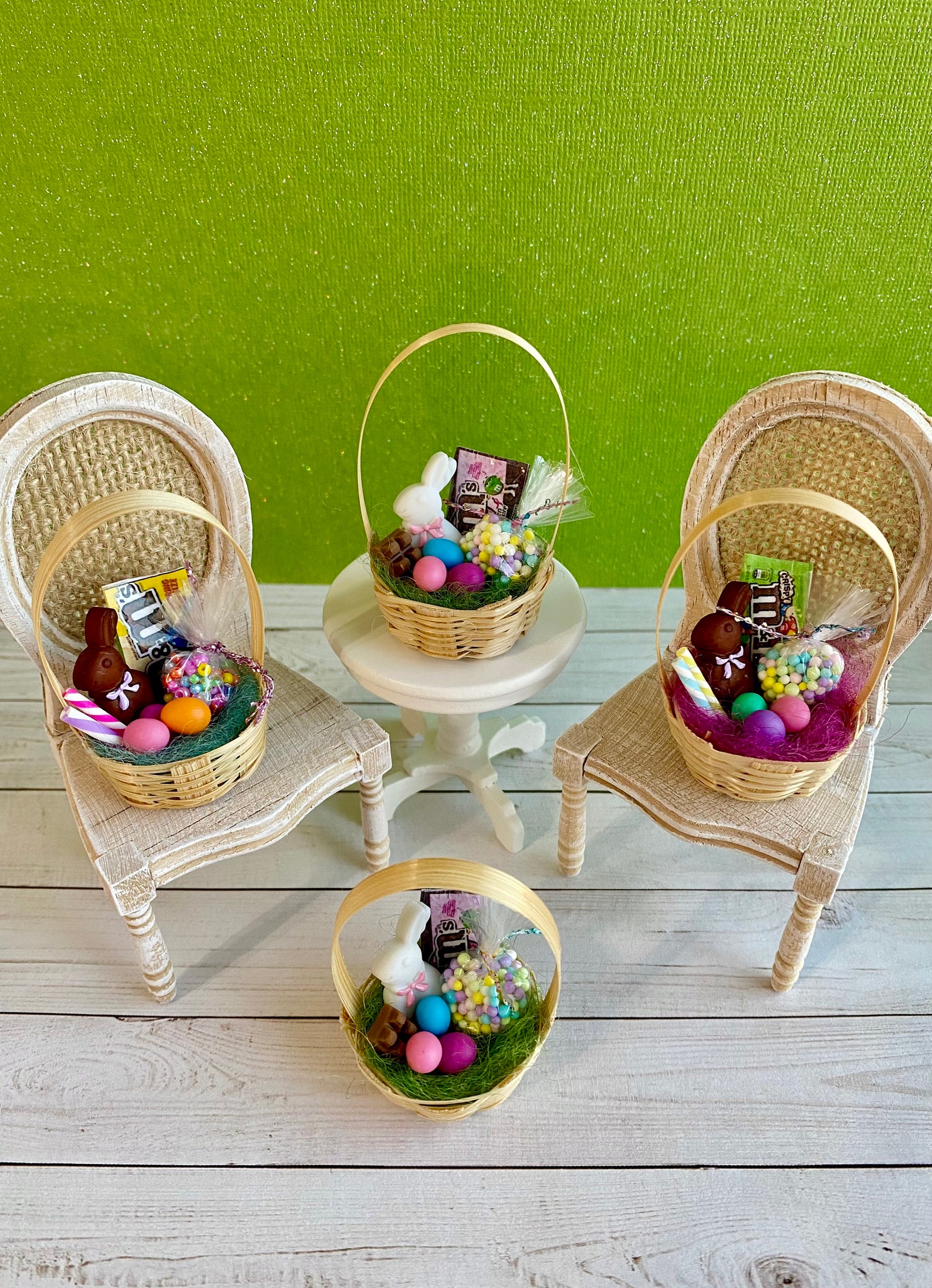 Dollhouse Easter Basket Miniature Chocolate Bunny Easter Etsy
