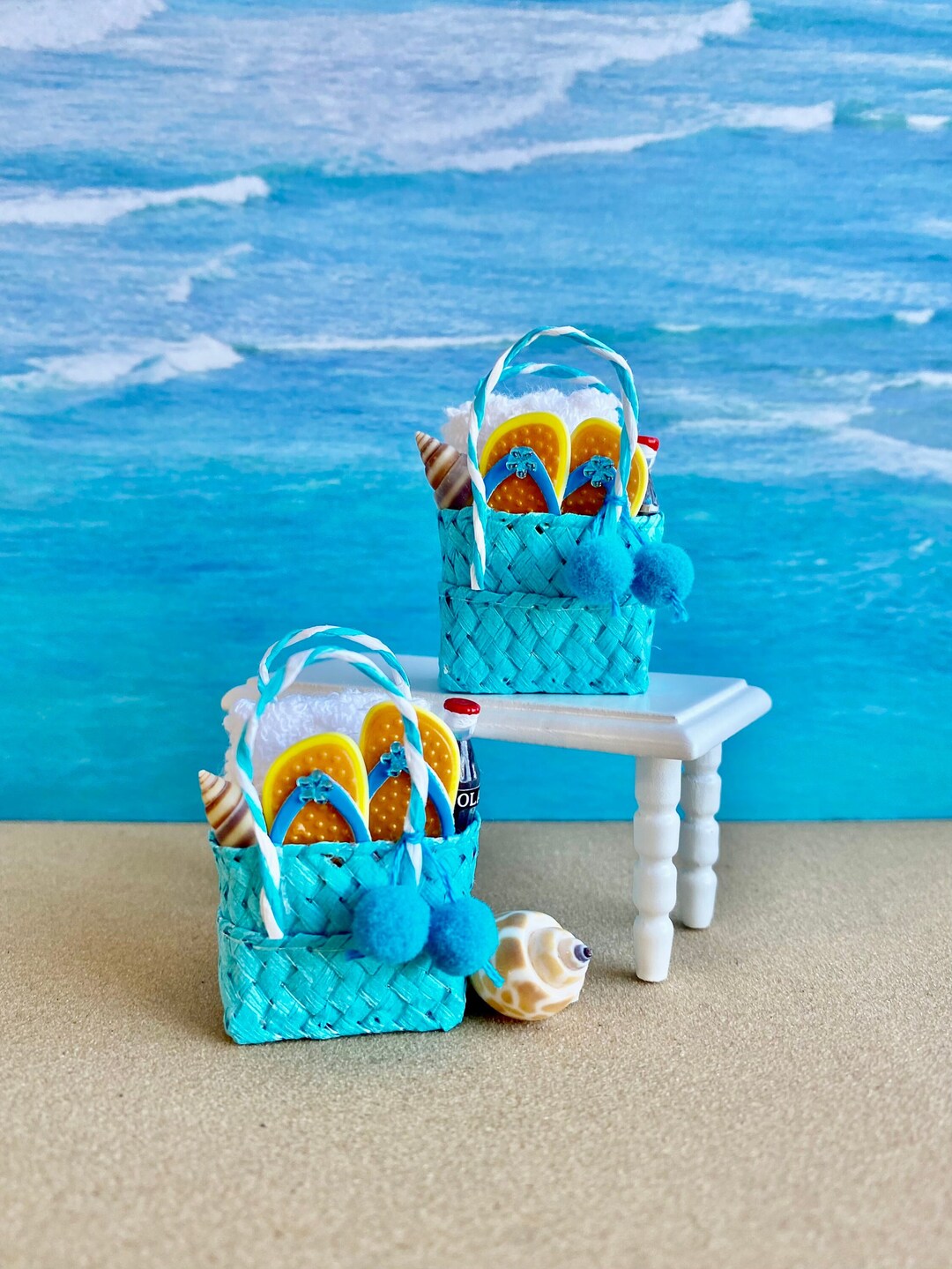 Miniature Beach Bag Dollhouse Beach Miniatures 112 Scale Etsy