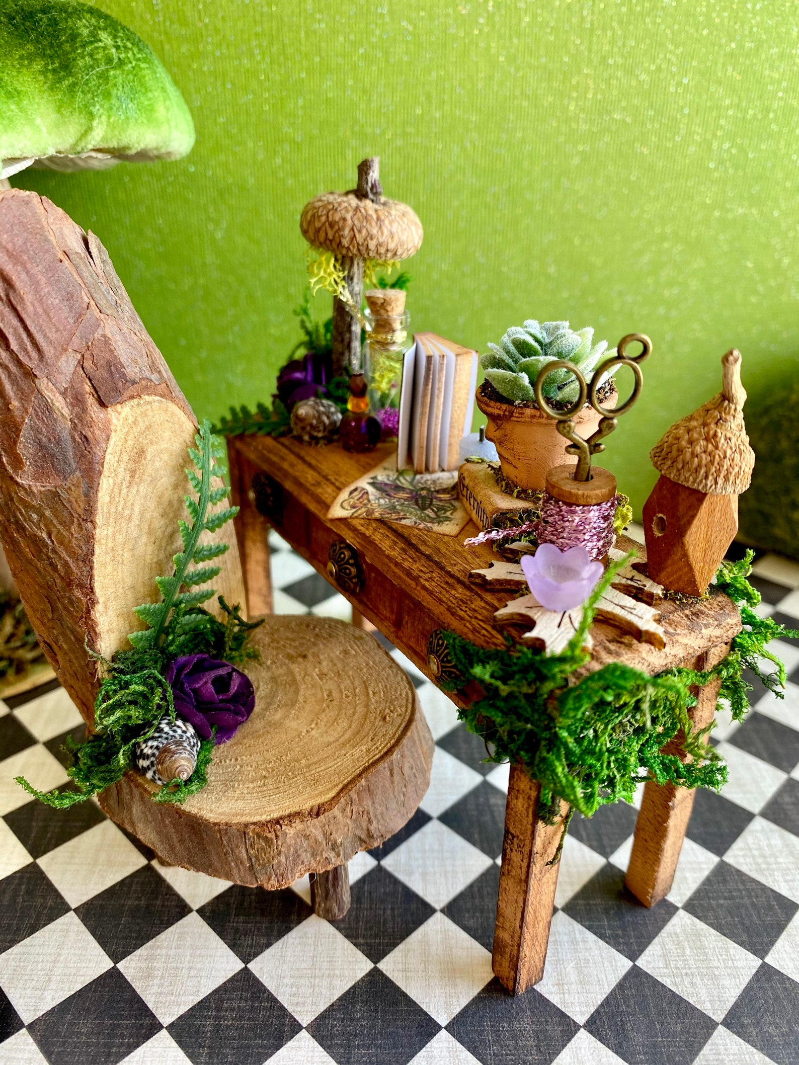 Woodland fairy desk miniature desk and chair 112 scale Etsy