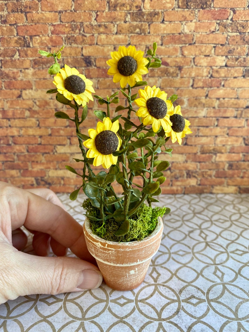 Fall Dollhouse Sunflowers Miniature Dollhouse Garden Etsy