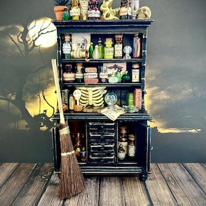 Miniature witch cupboard, 1:12 scale Halloween furniture, artisan Halloween miniatures