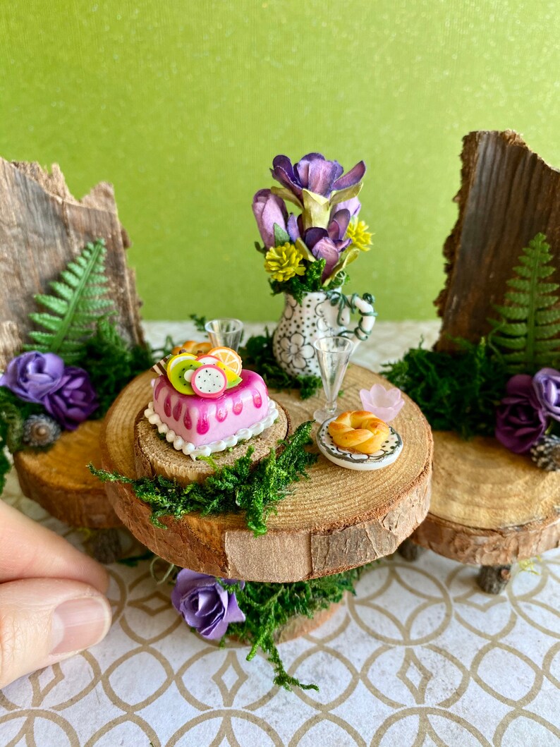 Miniature fairy table set fairy dollhouse furniture woodland Etsy