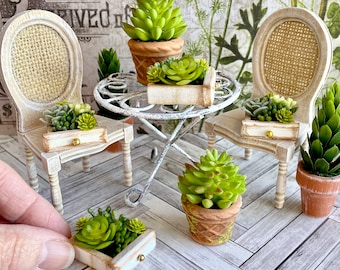 Miniatur Topfpflanzen, Puppenstube Faux Sukkulenten, Gartenminiaturen, Puppenhaus Topfpflanzen