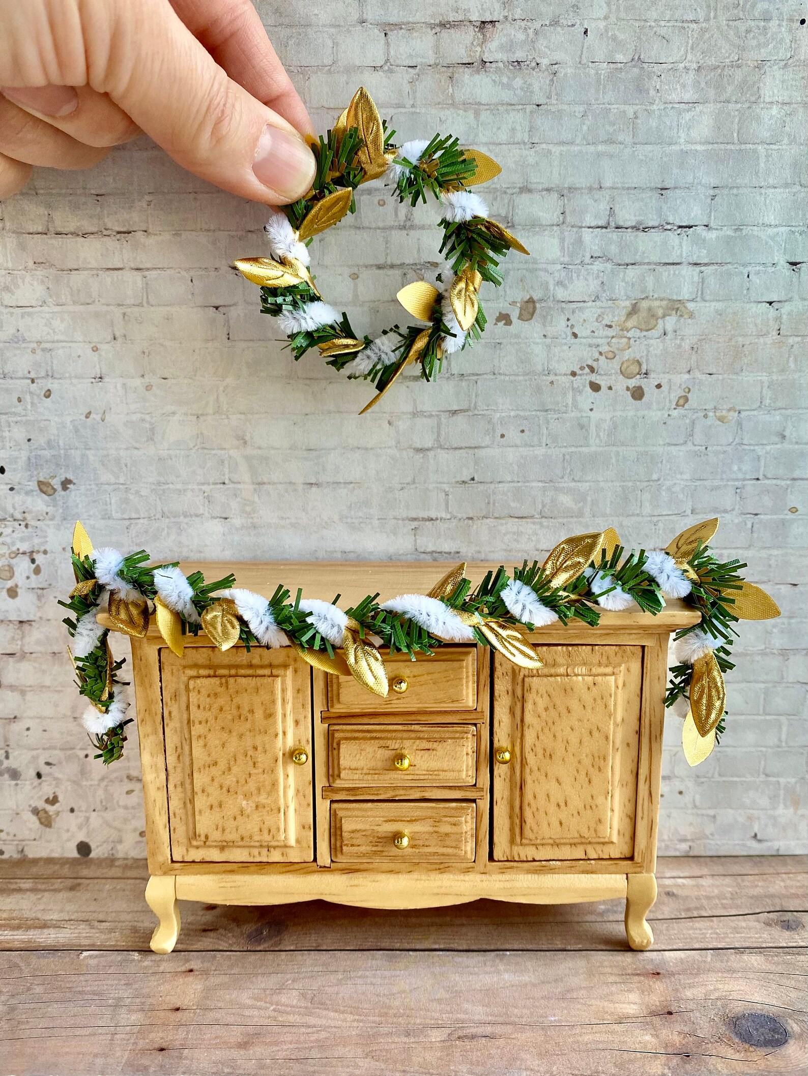 Miniature Christmas Garland and Wreath Set Dollhouse Wreath Etsy