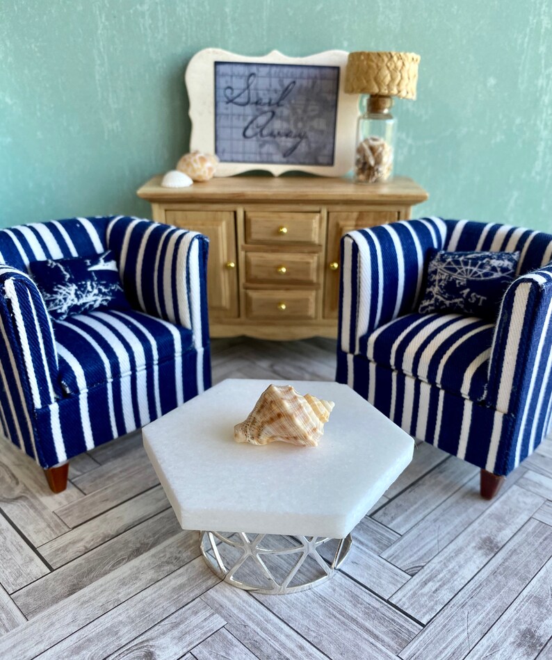 Modern Dollhouse Coffee Table Miniature Silver Table 112 Etsy