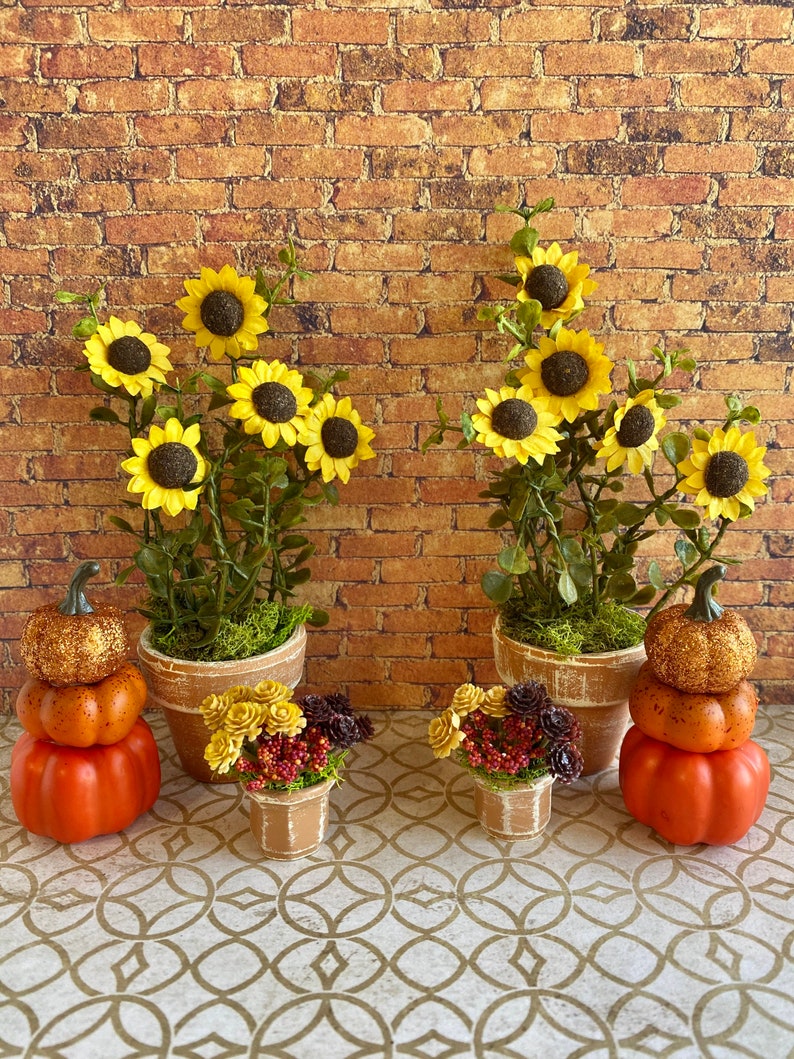 Fall dollhouse flowers miniature stacked pumpkins dollhouse Etsy