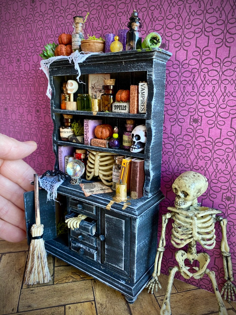 Miniature witch cupboard 112 scale Halloween furniture Etsy