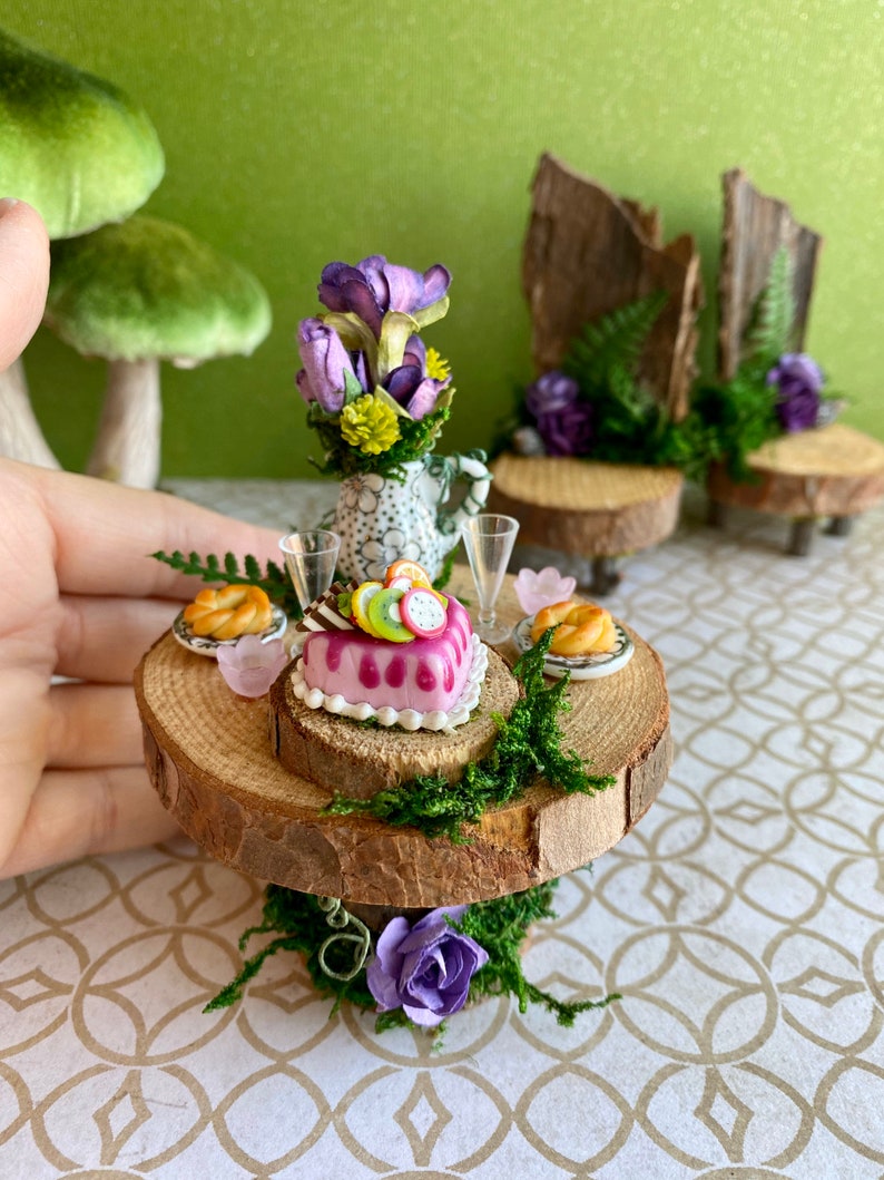 Miniature fairy table set fairy dollhouse furniture woodland Etsy