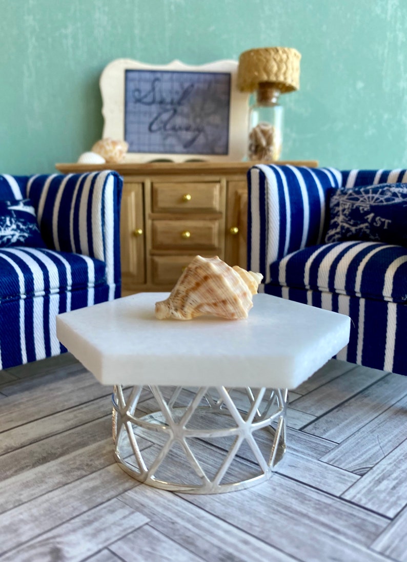 Modern Dollhouse Coffee Table Miniature Silver Table 112 Etsy