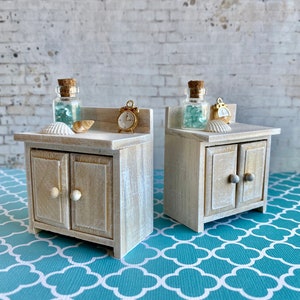 2-Piece White Dollhouse Bedside Tables - 1:12 Scale Miniature Furniture With Working Drawers