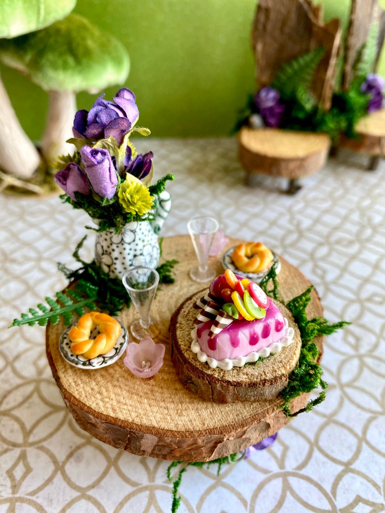 Miniature fairy table set fairy dollhouse furniture woodland Etsy