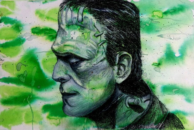 Original Frankenstein Artwork-mixed Media Wall Art - Etsy