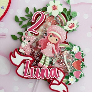 Strawberry Shortcake Personalized Cake Topper , Strawberry Shortcake Birthday, Strawberry Shortcake Themed Party, Strawberry Shortcake Decor