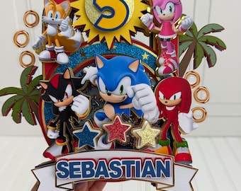 Custom 3D Sonic The hedgehog Shaker Cake Topper Personalized Decor