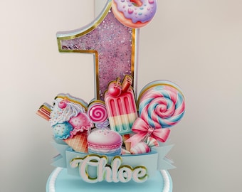 Candy Land 3D Shaker Cake Topper Pastel Sweet One Theme