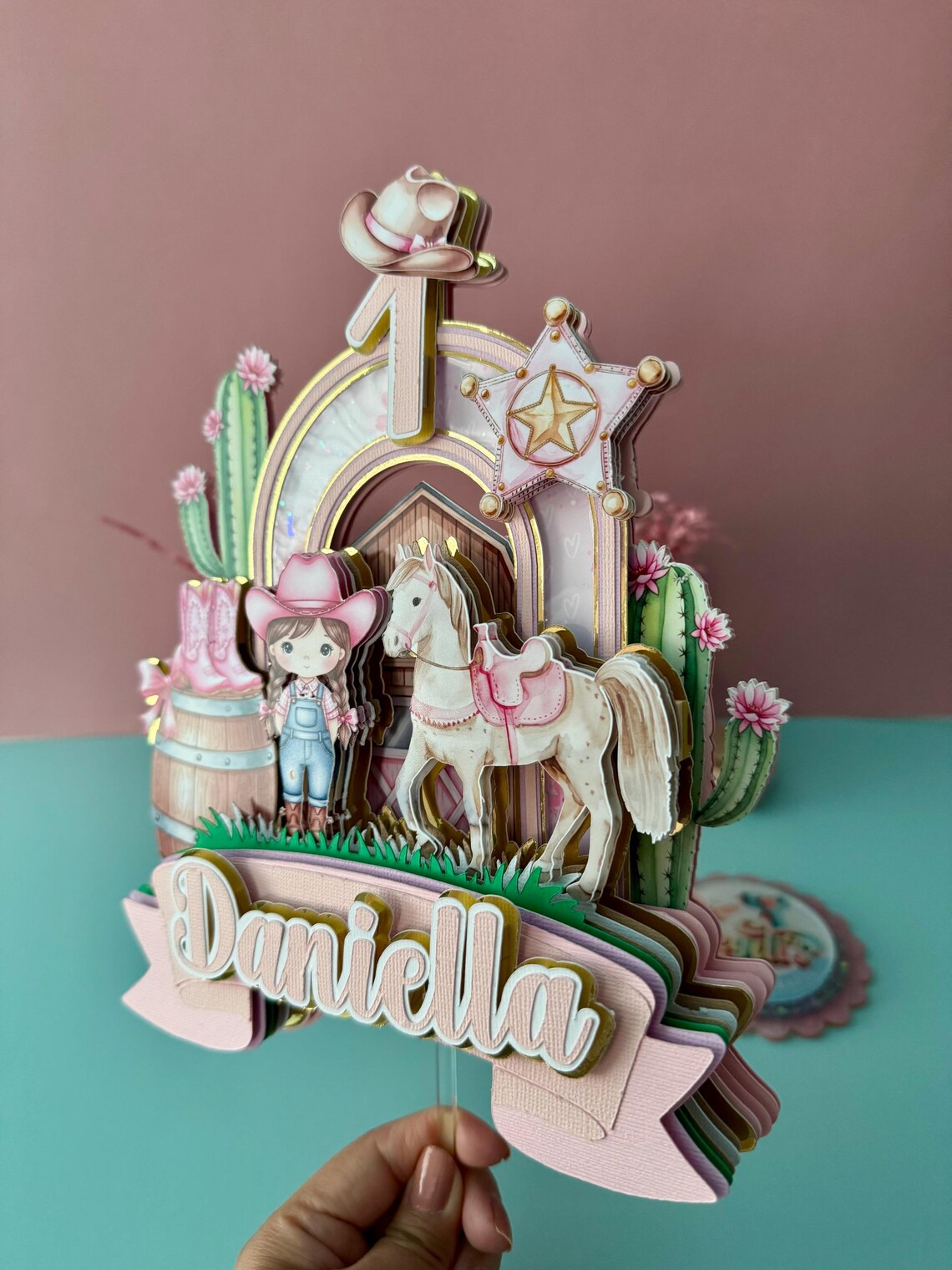 My First Rodeo Cake Topper Pink Cowgirl Theme Birthday Decoration - Etsy