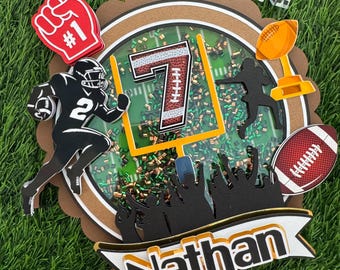 Personalized Football Cake Topper: 3D Sports Birthday Decoration