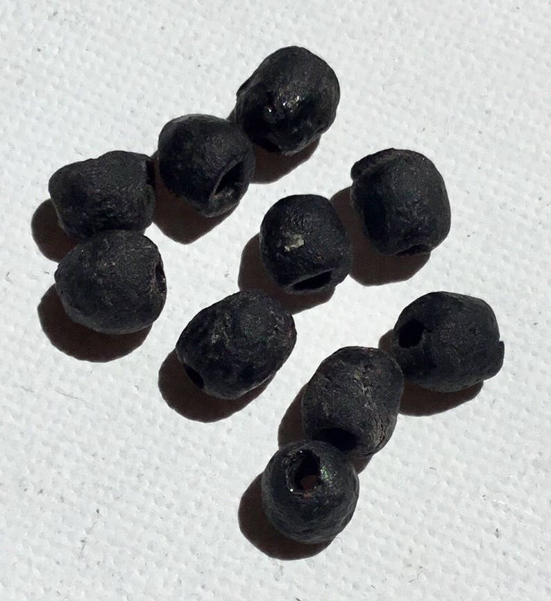 Handmade Rustic Black Small Recycled Glass Beads Jewellery Supply Beading Fair Trade from Ghana Size 5-7mm Pack of 1020 Beads