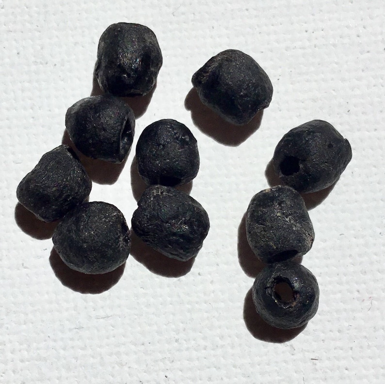 Handmade Rustic Black Small Recycled Glass Beads Jewellery Supply Beading Fair Trade from Ghana Size 5-7mm Pack of 1020 Beads