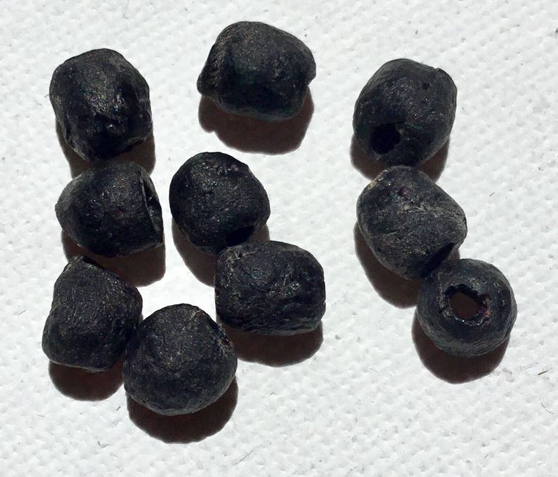 Handmade Rustic Black Small Recycled Glass Beads Jewellery Supply Beading Fair Trade from Ghana Size 5-7mm Pack of 1020 Beads