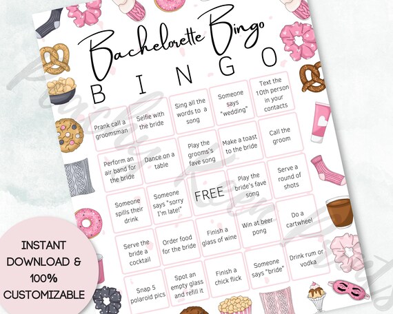 Printable Bachelorette Party BINGO Game Bachelorette Slumber - Etsy