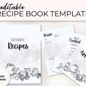 Modello raccoglitore di ricette modificabile/Kit raccoglitore di ricette/Libro di ricette personalizzato/Carte di ricette stampabili/Modello Canva per libro di ricette per famiglie Download istantaneo
