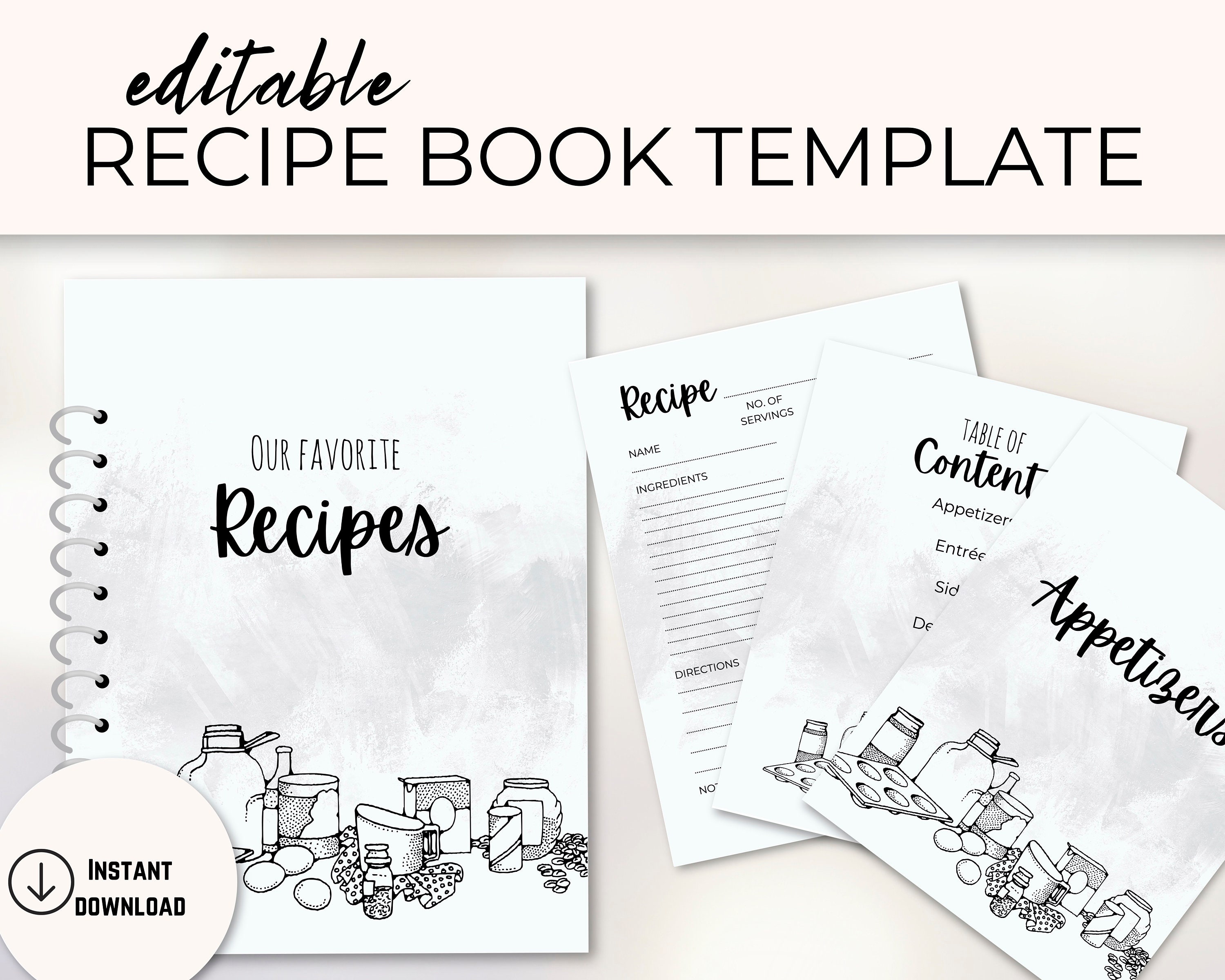 Editable Recipe Binder Templaterecipe Binder Kitcustom Recipe Book ...