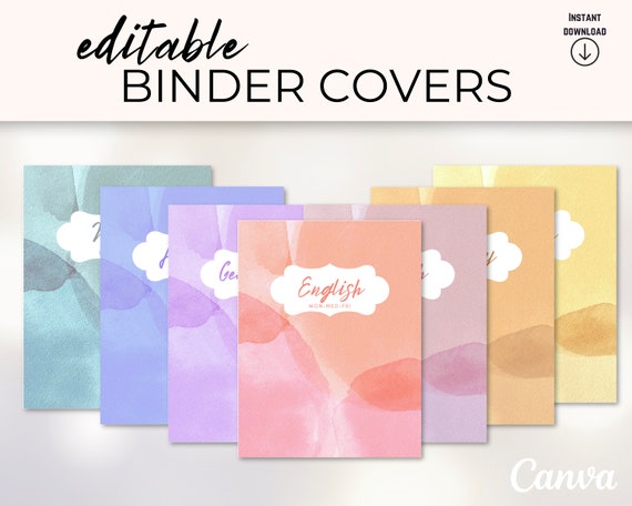 Editable Printable Binder Covers | Binder Cover Template | Binder Divider | 3 Ring Binder | Teacher Binder |Instant Download |Canva Template