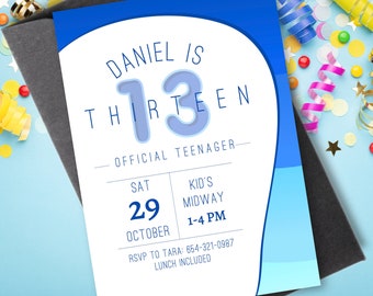 Official Teenager Boy Birthday Invitation | Thirteenth Birthday Invite | Boy's 13th Birthday Party Invite | Instant Download |Canva Template