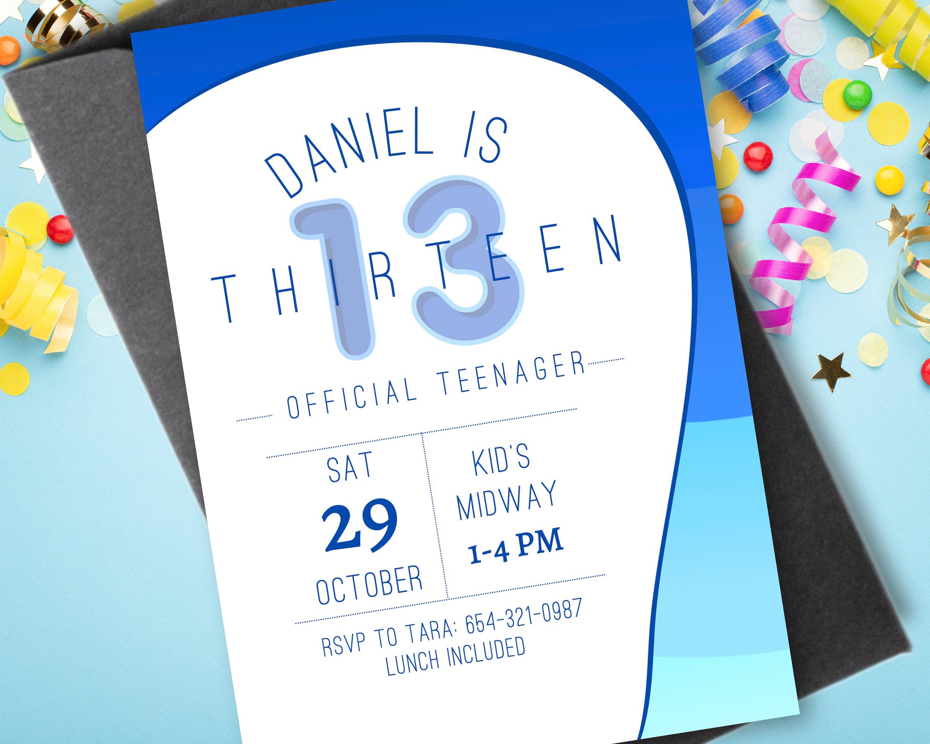 Official Teenager Boy Birthday Invitation | Thirteenth Birthday Invite ...
