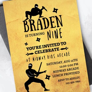 Editable Ninja Birthday Party Invitation Printable | Boys Ninja Birthday Party Invite Printable | Instant Download | Canva Template
