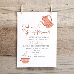 Editable Bridal Shower Tea Party Invitation | Tea Party Invite Printable | High Tea Bridal Brunch| Instant Download | Canva Template