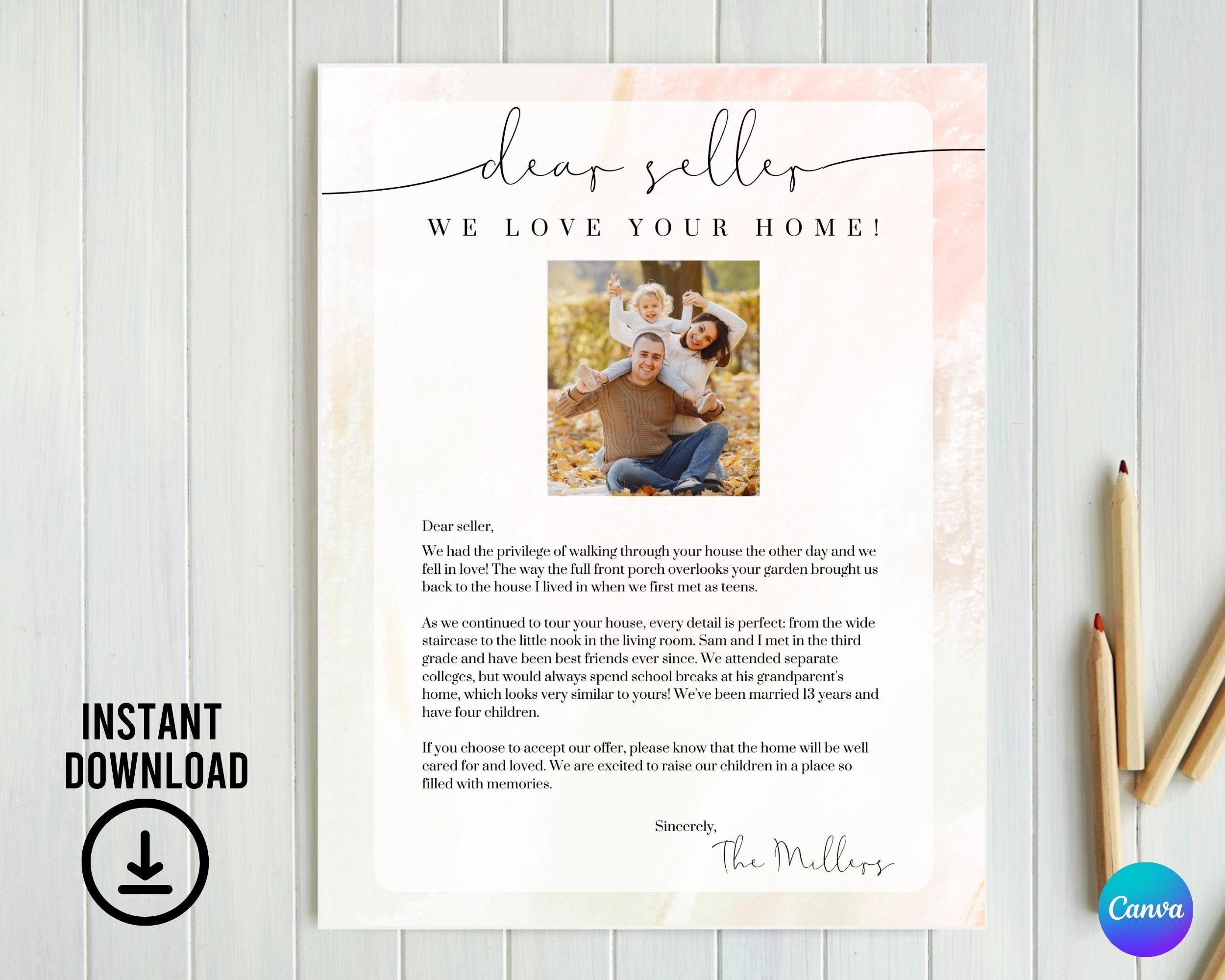 Editable Letter to Seller Template Customizable Home Buyer Letter Editable Letter to Seller Template Customizable Home Buyer Letter