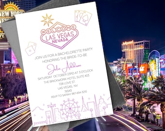 Editable Bachelorette Party Invitation | Las Vegas Bachelorette | Printable Bachelorette Party Itinerary | Canva Template Instant Download