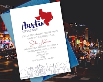 Editable Bachelorette Party Invitation | Austin Texas Bachelorette | Printable Bachelorette Party Itinerary| Canva Template Instant Download