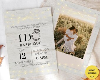 Editable I Do BBQ Invitation | I Do BBQ Engagement Party Rehearsal Dinner Invite | Printable Couples Shower Invite|Backyard Wedding Template