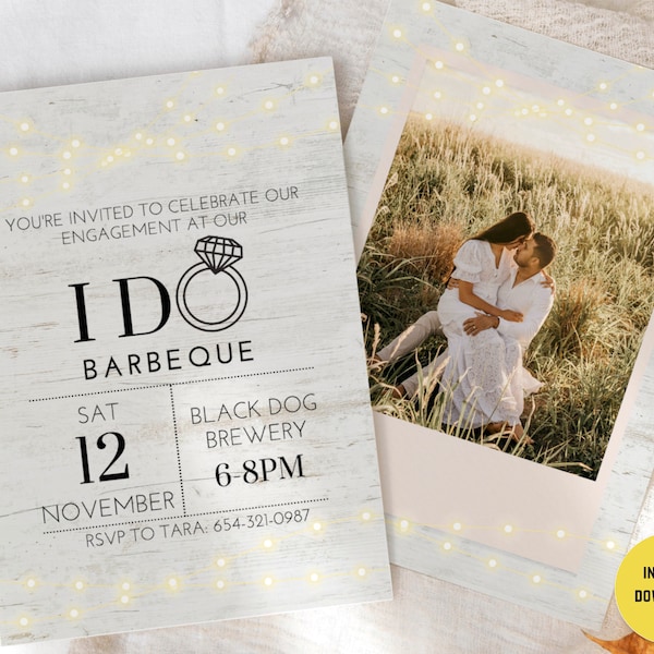 Editable I Do BBQ Invitation | I Do BBQ Engagement Party Rehearsal Dinner Invite | Printable Couples Shower Invite|Backyard Wedding Template