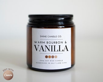 Canva Candle Label Template | Printable Candle Labels | Editable Candle Label Template | Printable Jar Labels | Custom Candle Stickers