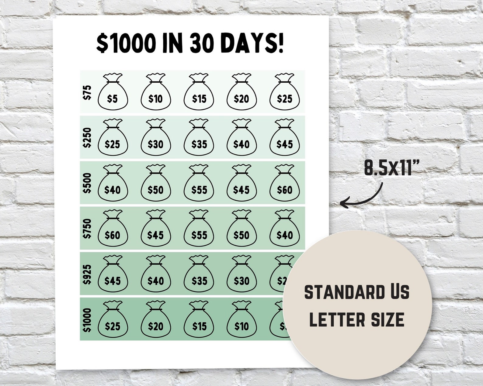 30 Day Money Saving Challenge | Printable Savings Tracker | Save 1k in ...