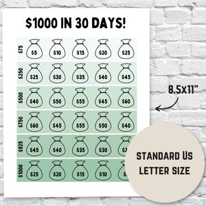 30 Day Money Saving Challenge | Printable Savings Tracker | Save 1k in ...