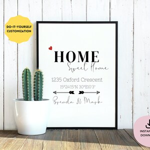 Custom Housewarming Gift | Home Sweet Home | Our First Home Gift | Wedding Gift Idea | Realtor Closing Gift | Instant Download Print