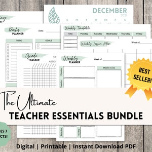 The Ultimate 2022-2023 Teacher Planner Bundle | Undated Teacher Planner Pages | Grading Tracker | Lesson Planner |Printable PDF Download