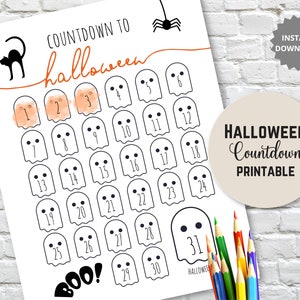 Printable Halloween Countdown | Advent Calendar | Kids Halloween Activity | Halloween Countdown Calendar | Instant Download | Coloring Page