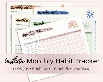 Lindo rastreador de hábitos de 30 días imprimible / Rastreador diario / Planificador de hábitos / Diario de hábitos / Rastreador de bienestar / Rastreador de entrenamiento / Rastreador de objetivos