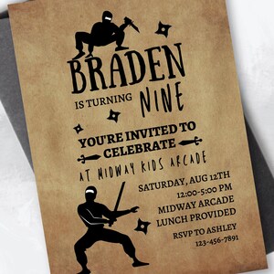 Editable Ninja Birthday Party Invitation Printable | Boys Ninja Birthday Party Invite Printable | Instant Download | Canva Template