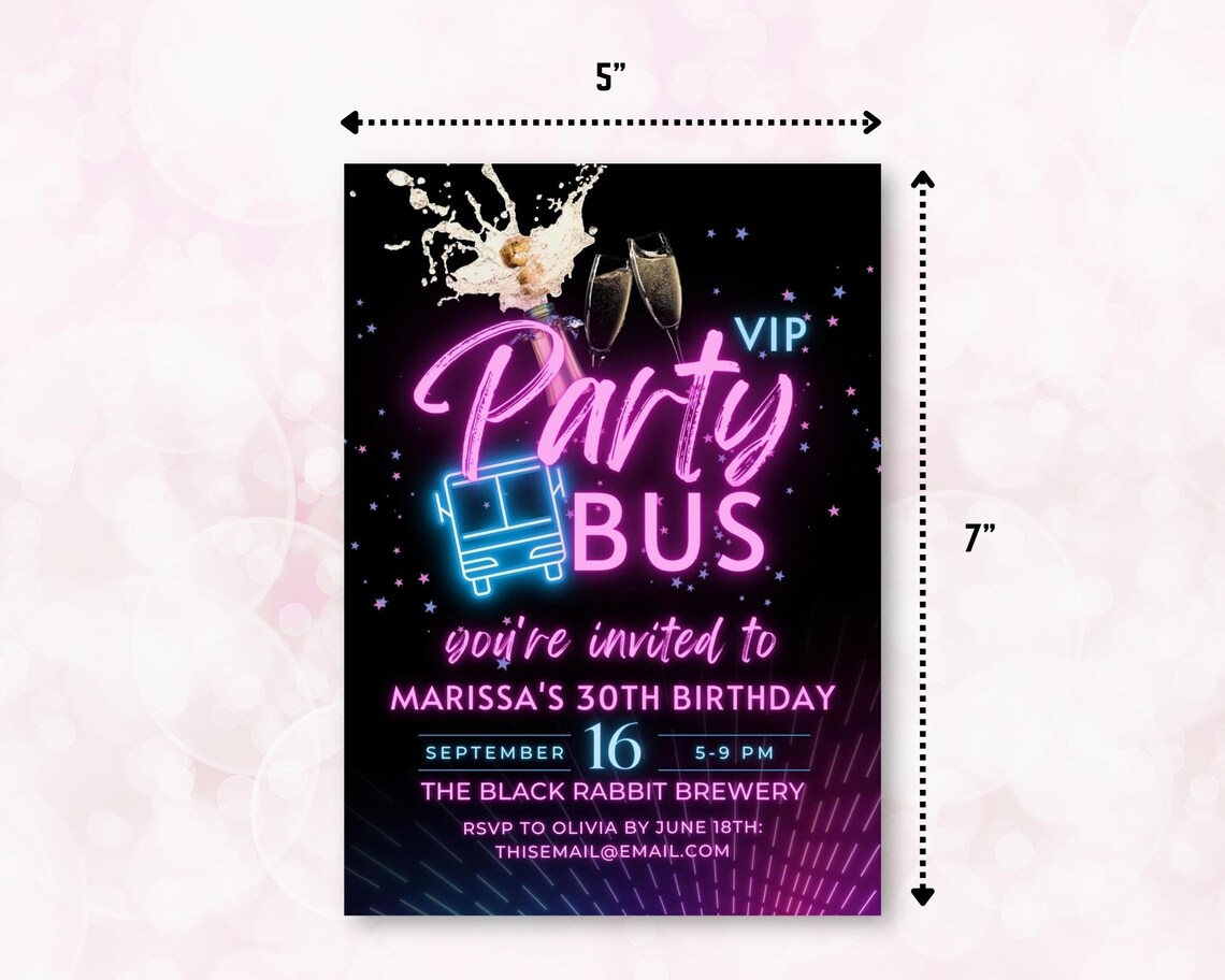 Editable Party Bus Invitation Party Limo Invite Custom Canva Template