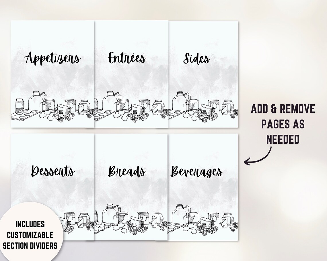 Editable Recipe Binder Templaterecipe Binder Kitcustom Recipe Book