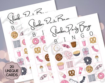 Printable Slumber Party BINGO Game | Teen Girls Slumber Party Game | Sleepover Pyjama Party Activity | Fun Party Games | Instant Download