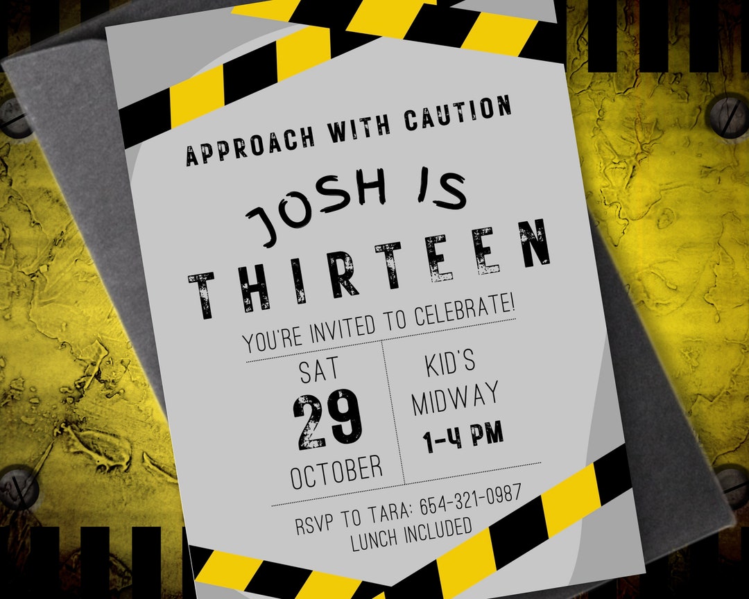 Official Teenager Boy Birthday Invitation | Thirteenth Birthday Invite ...